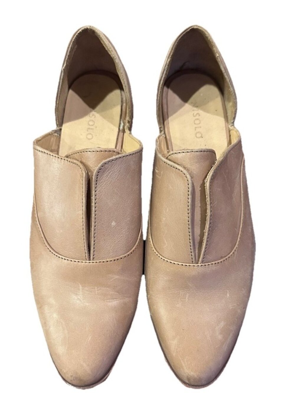 Womens Stylish Nisolo Emma d'Orsay Oxford Chic Almond Leather Flats Sz 7.5